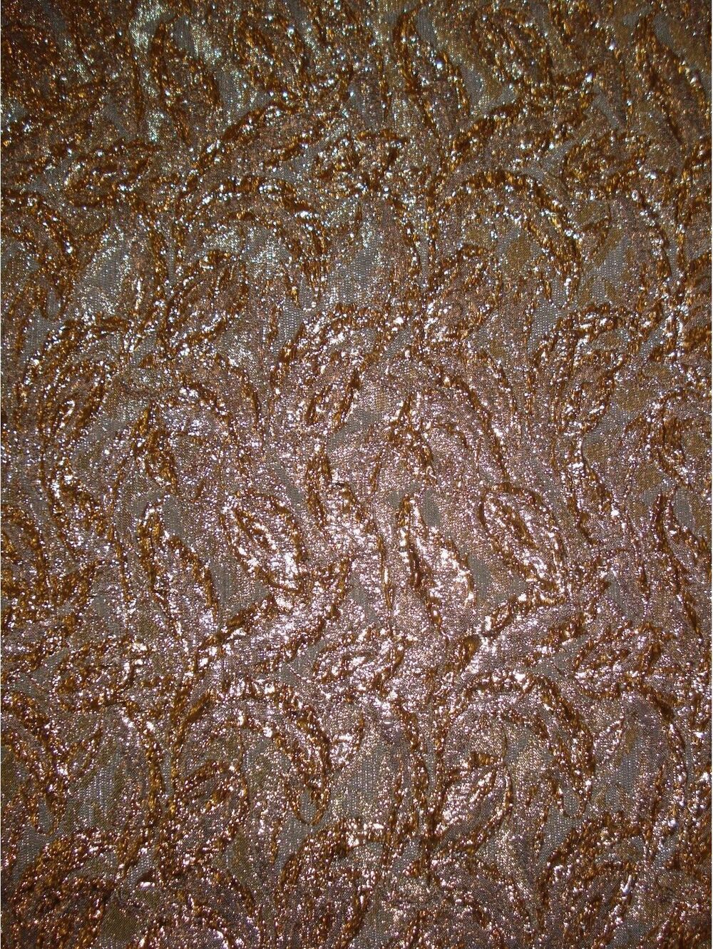 Over 2 Yards of Vintage Copper, Gold and Silver Brocade Lame Organza fabric